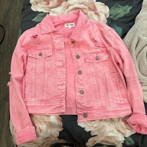 pink denim jacket